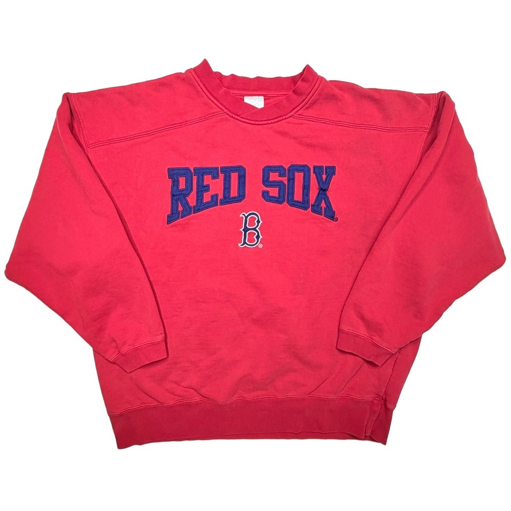Y2K Adidas Boston Red Sox Sweatshirt Mens XL Red Boxy MLB Baseball Embroidered